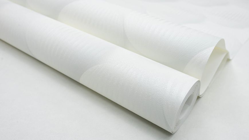 Шпалери флізелінові SINTRA Rotondo 520208 декор вініл гарячого тиснення, вінілові на флізеліновій основі, сонцестійкі, миючі, супермиючі, стійкі до стирання. Малюнок: геометрія, модерн, коло, 3d, шари. Колір: світло-графітовий; білий. Україна 520208 фото